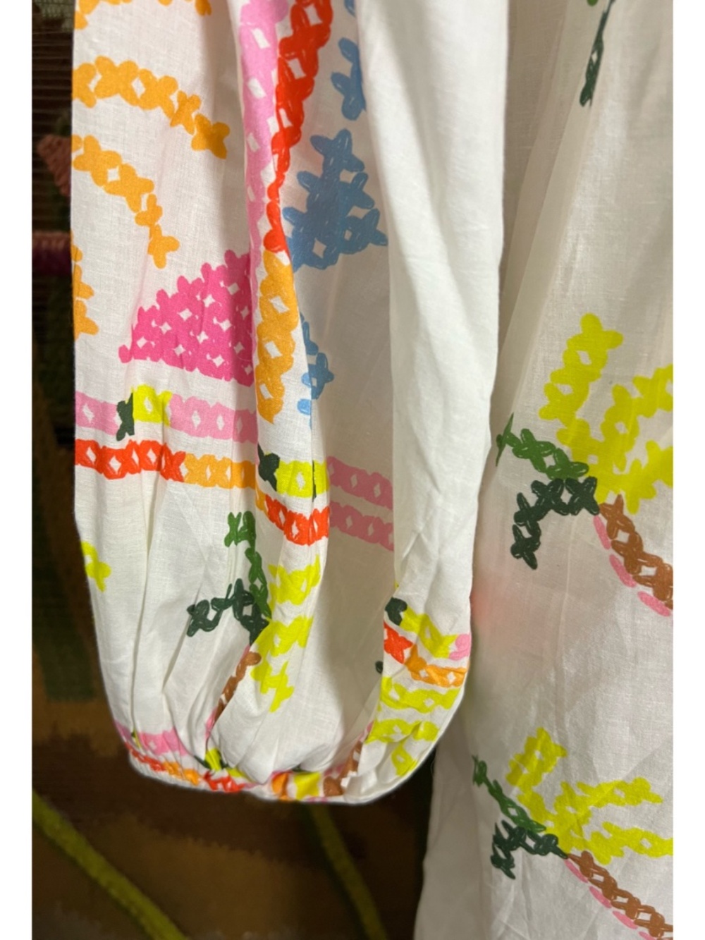 FARM Rio White Maxi Dress with Neon Pink, Yellow & Blue Embroidery - Picture 7 of 13
